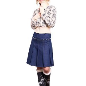 Black and White Printed Plush Short Coat with Lapel - Artist Original Short Plush Jacket for Trendy Style