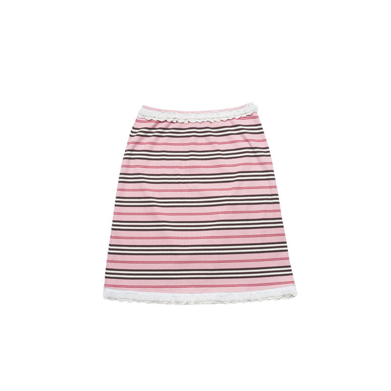 Black Cherry Patchwork Long Sleeve T-Shirt and Striped Skirt Set - Trendy Y2K Fake Two-Piece Outfit for Stylish Women
