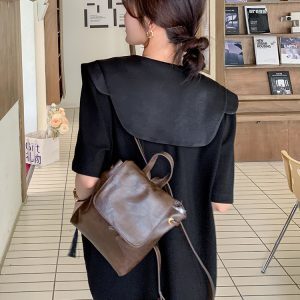 Black Doll Collar T-Shirt Dress for Women - Summer 2025, Loose Casual Style, Age-Reducing, Unique and Beautiful Design