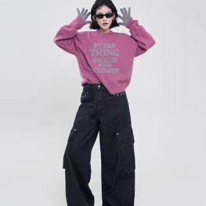 Black Fleece High-Waisted Wide-Leg Straight Jeans for Women - Korean Retro Loose Floor-Length Pants for Autumn & Winter