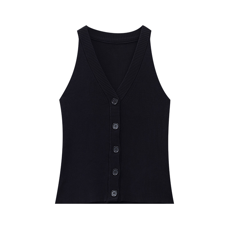 Black Knitted Camisole for Women - Summer Slim Fit Sexy Short Top for Outerwear, Y2K Style Fashion Essential
