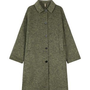 Black Lapel Long Sleeve Wool Coat for Women - Korean Style Loose Mid-Length Jacket for Autumn & Winter Fashion