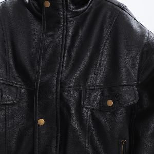 Black Leather Motorcycle Jacket for Women - High-End Spring Design, Niche Style, Trendy Biker Coat