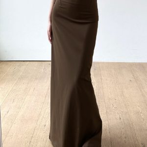 Black Low-Waist Draped Knitted Bodycon Skirt - Retro Spicy Girl Design, Sexy Split Detail, Versatile Fashion for 90s Y2K Style