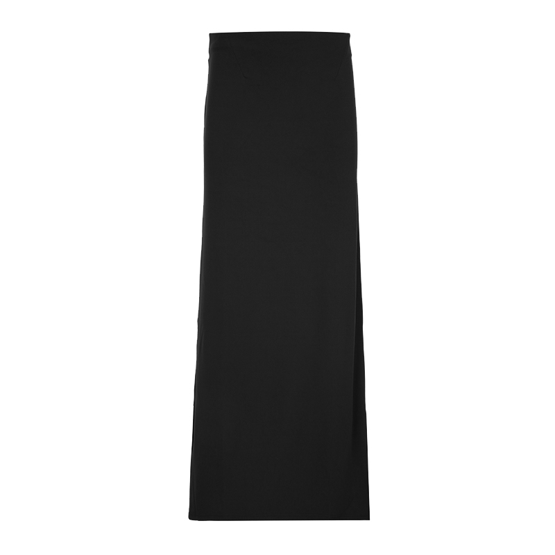 Black Low-Waist Draped Knitted Bodycon Skirt - Retro Spicy Girl Design, Sexy Split Detail, Versatile Fashion for 90s Y2K Style