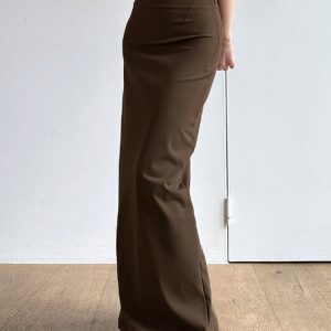 Black Low-Waist Draped Knitted Bodycon Skirt - Retro Spicy Girl Design, Sexy Split Detail, Versatile Fashion for 90s Y2K Style