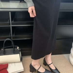 Black Mary Jane High-Heeled Chunky Shoes for Women - 2025 Spring French Style, Versatile Retro One-Strap Flats