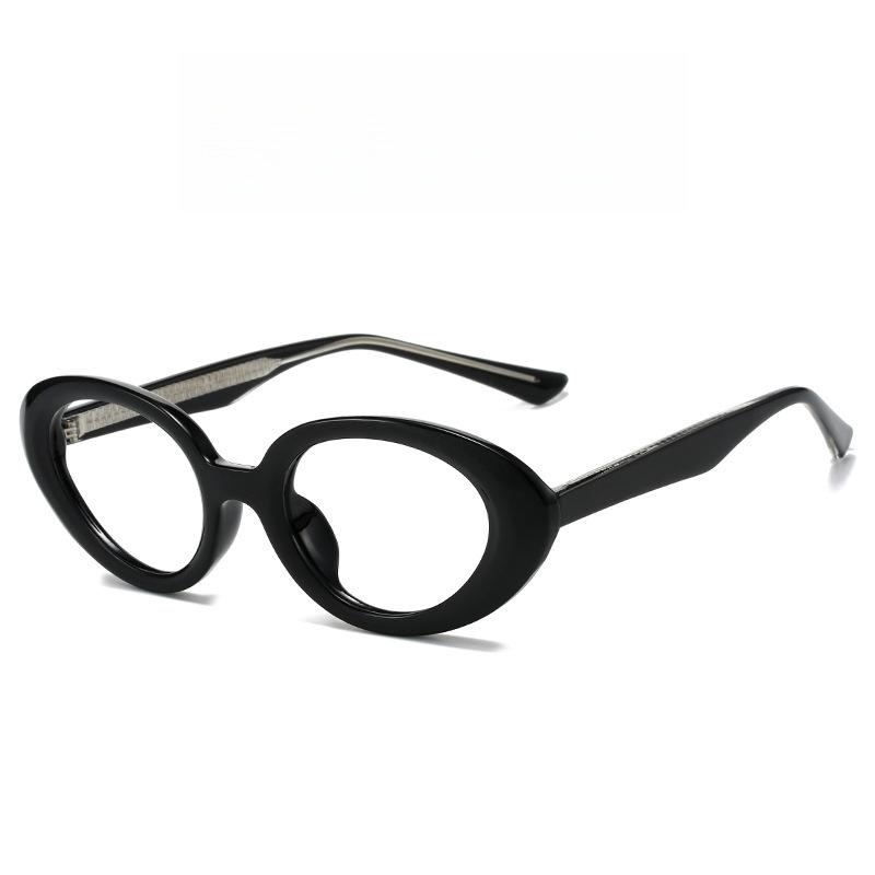 Black Oval Thick Border Anti-Blue Light Glasses for Round Faces - Makeup-Free Prescription Glasses for Women