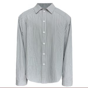 Black Oversized Striped Shirt with Shoulder Patchwork - Trendy Y2K Style Top