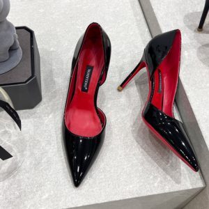 Black Patent Leather Side Cutout Pointed Toe High Heel Stiletto Shoes - Sexy Spring Autumn Style, Y2K Inspired Fashion Footwear