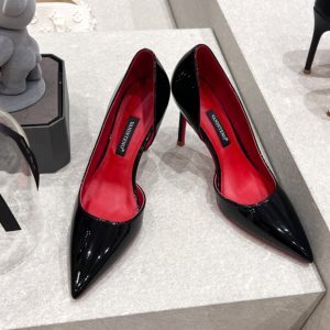 Black Patent Leather Side Cutout Pointed Toe High Heel Stiletto Shoes - Sexy Spring Autumn Style, Y2K Inspired Fashion Footwear