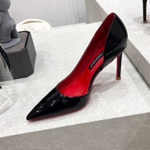 Black Patent Leather Side Cutout Pointed Toe High Heel Stiletto Shoes - Sexy Spring Autumn Style, Y2K Inspired Fashion Footwear