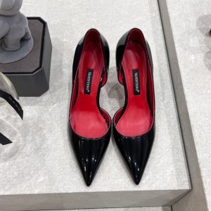 Black Patent Leather Side Cutout Pointed Toe High Heel Stiletto Shoes - Sexy Spring Autumn Style, Y2K Inspired Fashion Footwear