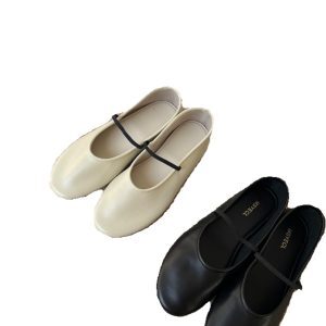 Black Soft-Sole Cowhide Ballet Mary Jane Shoes for Women - Spring Summer 2025 Flat Sheepskin Style, Comfortable Grandma Shoes