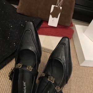 Black Vintage Mary Jane High Heels with Studded Chunky Heel - Elegant Women's Shoes for Spring & Autumn 2025, French Style