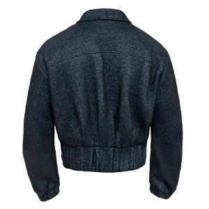 Blue Algae Wool Jacket - 70% Loop Wool, Pleated Waist, Curved Sleeve, Chic Outerwear, Perfect for Fall, Stylish Layering