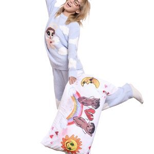 Blue Little Angel Pajama Set - Soft Warm Loungewear for Cozy Nights, Cute Fufu Style for Relaxation and Comfort