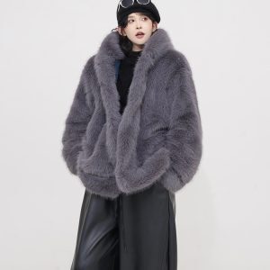 Blue Thickened Fluffy Reversible Denim Jacket for Women - Winter Korean Style Loose Hooded Warm Top
