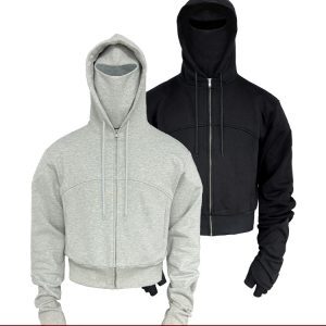 Boxer Hoodie with Five-Finger Gloves and Shoulder Armor, Fitted Style, Perfect for Boxing and Training, Sporty and Functional