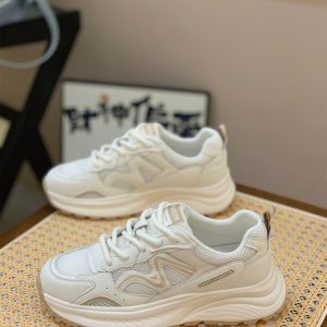 Breathable Mesh Dad Shoes for Women - Genuine Leather Lace-Up Sneakers, 2025 Summer Korean Style, Versatile & Comfortable
