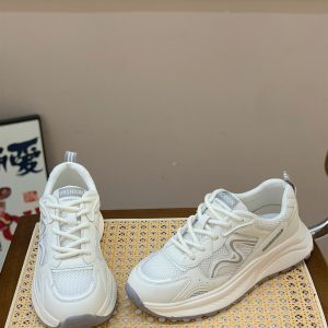 Breathable Mesh Dad Shoes for Women - Genuine Leather Lace-Up Sneakers, 2025 Summer Korean Style, Versatile & Comfortable
