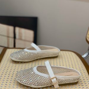 Breathable Mesh Hollow Mary Jane Slippers for Women - 2025 Summer Outdoor Wear, Lazy Closed-Toe Design