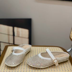 Breathable Mesh Hollow Mary Jane Slippers for Women - 2025 Summer Outdoor Wear, Lazy Closed-Toe Design