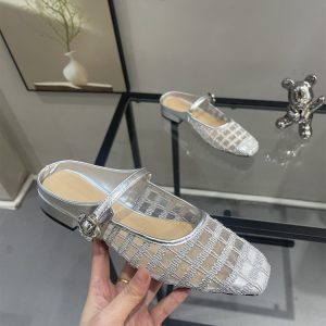 Breathable Mesh Mary Jane Closed-Toe Half Slippers for Women - Summer 2025 Low-Heeled Sandals for Skirts