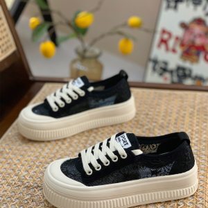 Breathable White Mesh Lace-Up Shoes for Women - Summer 2025 Thick-Soled Biscuit Style for Skirts and Casual Outfits