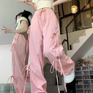 Butterfly Knot Strap Mint Mambo Cargo Pants for Women - Street Dance & Jazz Outfit, Perfect for Outings and Active Wear