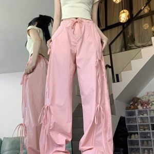Butterfly Knot Strap Mint Mambo Cargo Pants for Women - Street Dance & Jazz Outfit, Perfect for Outings and Active Wear