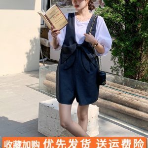 Butterfly Knot Suspenders Pants Set for Women - Trendy Summer 2025 Youthful Shorts Outfit