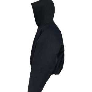 Canvas Ribbed Hooded Cotton Bomber Jacket in Snow-Like Pearl Finish - Stiff Silhouette for Trendy 90s Y2K Style