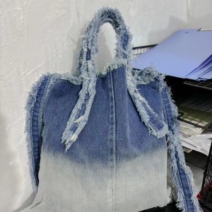 Casual Bohemian Denim Crossbody Tote Bag - 2024 Korean Style Shoulder Handbag for Niche Personalities