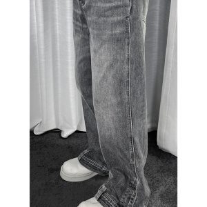 Casual Floor-Length Straight-Leg Jeans in Retro American Style with Dragon Dadao Design - Trendy Autumn Fashion