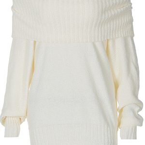 Casual Long Sleeve Knitted Top for Women - Loose Fit, Flip Collar, Hip-Covering, Autumn Style, Mid-Length Knitwear