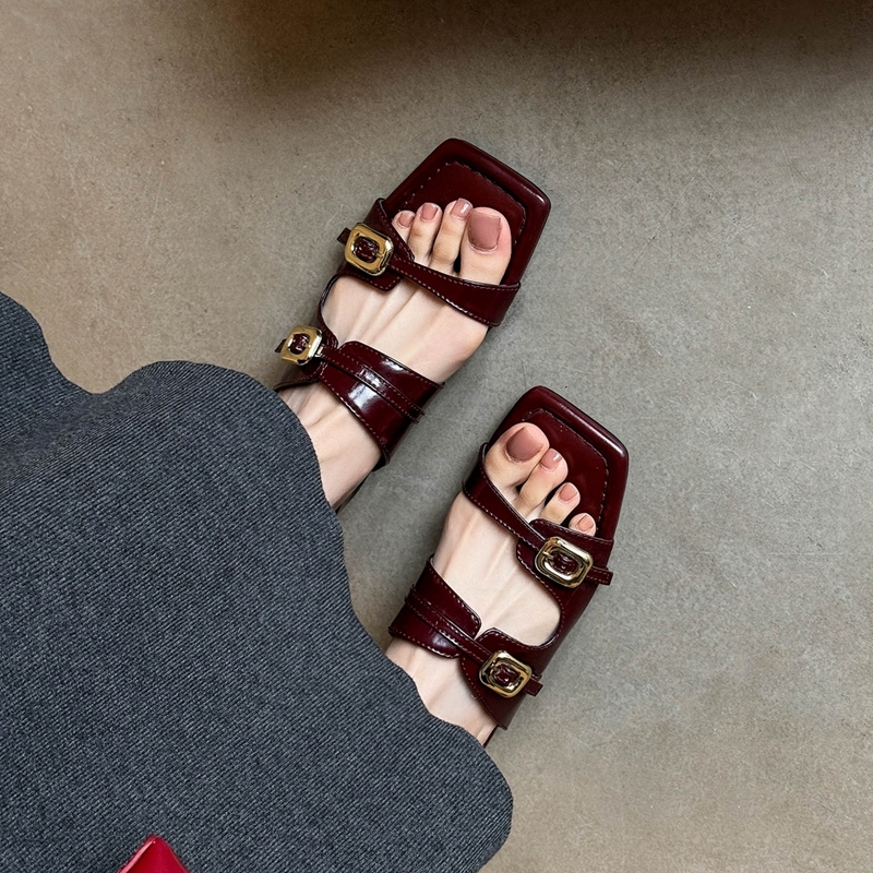 Casual Open-Toe Wedge Sandals for Women with Buckle - French Style Slip-On Footwear for Easy, Everyday Wear