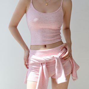 Casual Three-Piece Set for Young Girls - Comfortable Cardigan, Inner Layer Camisole, and Shorts - Perfect for Home Relaxation