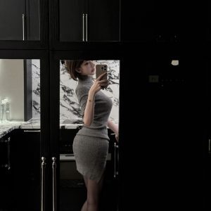 Charcoal Gray Half-High Neck Slim Fit Knitted Bodycon Skirt - Trendy Y2K Fashion Essential for Effortless Style