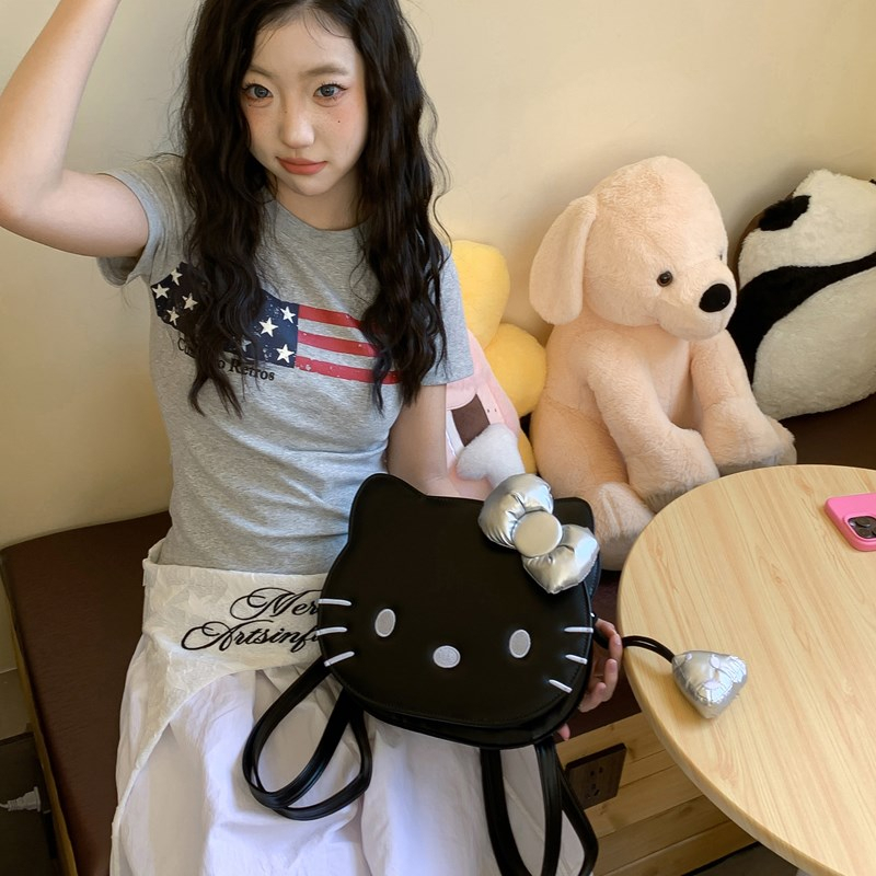 Charming Hello Kitty Cartoon Backpack for Women, Cute Crossbody Shoulder Bag, 2025 Trendy Cat Design, Perfect for Y2K Style.