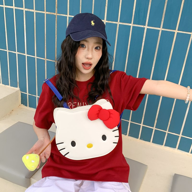 Charming Hello Kitty Cartoon Backpack for Women, Cute Crossbody Shoulder Bag, 2025 Trendy Cat Design, Perfect for Y2K Style.