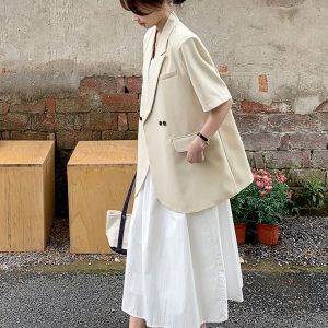 Chic Casual Short-Sleeve Blazer for Women - Summer Thin Style, Unique Design, 2025 Professional Look, Trendy Fashion Outerwear