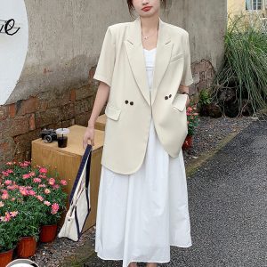 Chic Casual Short-Sleeve Blazer for Women - Summer Thin Style, Unique Design, 2025 Professional Look, Trendy Fashion Outerwear