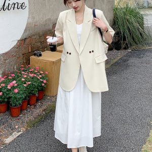 Chic Casual Short-Sleeve Blazer for Women - Summer Thin Style, Unique Design, 2025 Professional Look, Trendy Fashion Outerwear