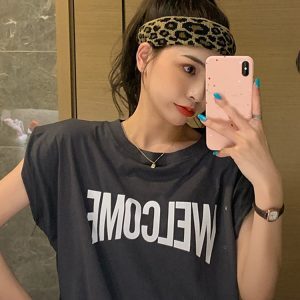 Chic Korean Style Sleeveless Hip Hop Loose T-Shirt for Women - Summer Sweet and Spicy Jazz Top