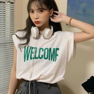 Chic Korean Style Sleeveless Hip Hop Loose T-Shirt for Women - Summer Sweet and Spicy Jazz Top