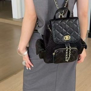 Chic Quilted Mesh Chain Backpack - Versatile Shoulder Bag for Commuters, Inspired by 90s Fashion Trends