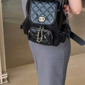 Chic Quilted Mesh Chain Backpack - Versatile Shoulder Bag for Commuters, Inspired by 90s Fashion Trends