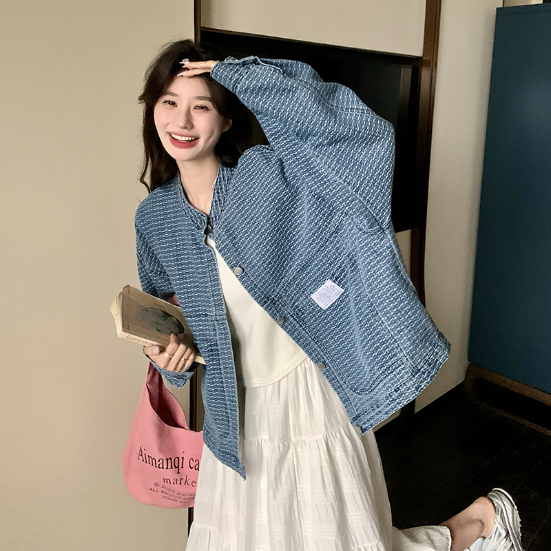 Chic Short Denim Jacket for Women with Stand Collar – Trendy Korean-Style Design for Spring & Autumn 2025