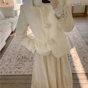 Chic Textured Spliced Base Shirt - Stylish Small Top for Spring & Autumn - Rich Girl Vibe - Trendy Layered Look with Skirt Set